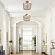 preview thumbnail 2 of 10, Cotia Boho Glam 3-light Wood Beads Semi-flush Mount Ceiling Lights Gold Chandelier - D14"*H15.5"