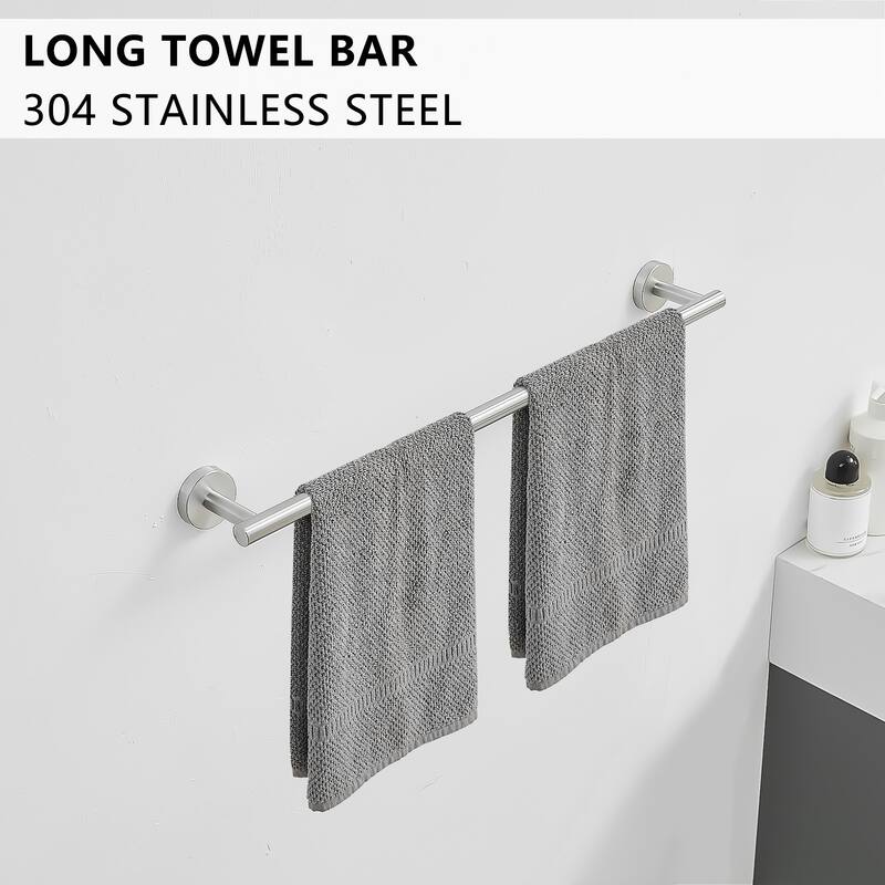 8 Piece Stainless Steel Bathroom Towel Rack Set Wall Mount - Brushed Nickel - 3.19"W×2"H