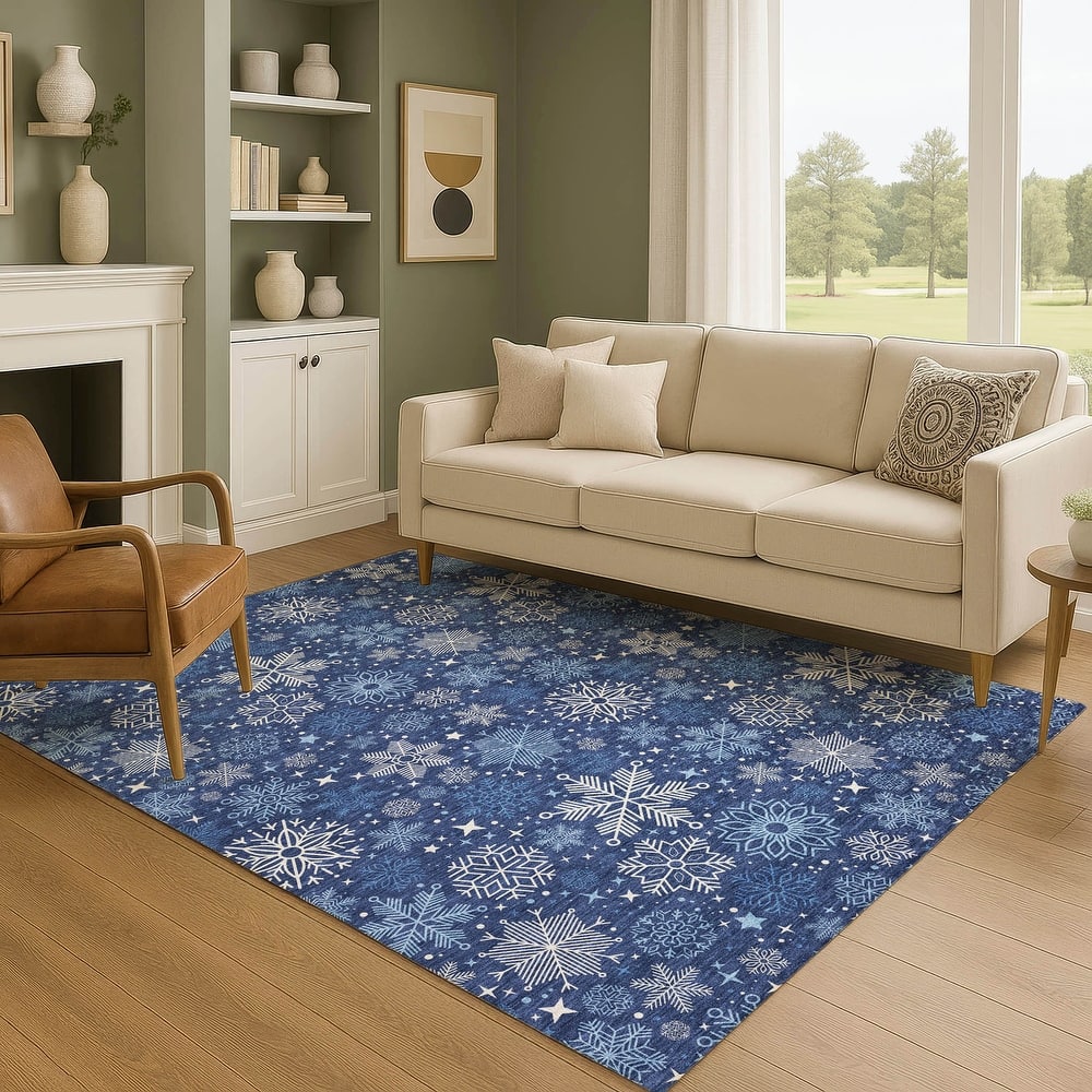 Premium Washable Super Soft Winter Snowflake Mayfield Rug