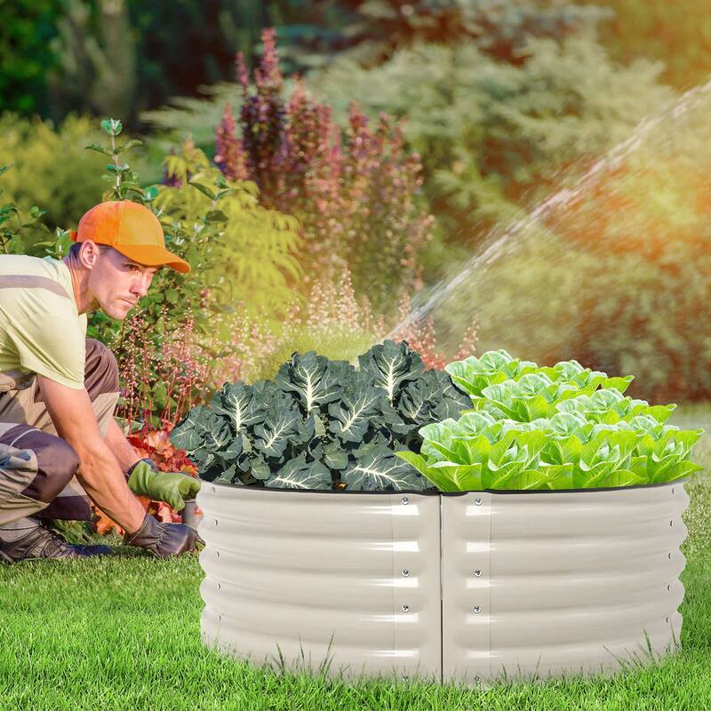 Aoodor 2 Pcs Metal Raised Garden Bed - 42''(L) x 24''(W) x 17''(H) Garden Planter Box for Vegetables, Flowers, and Herbs