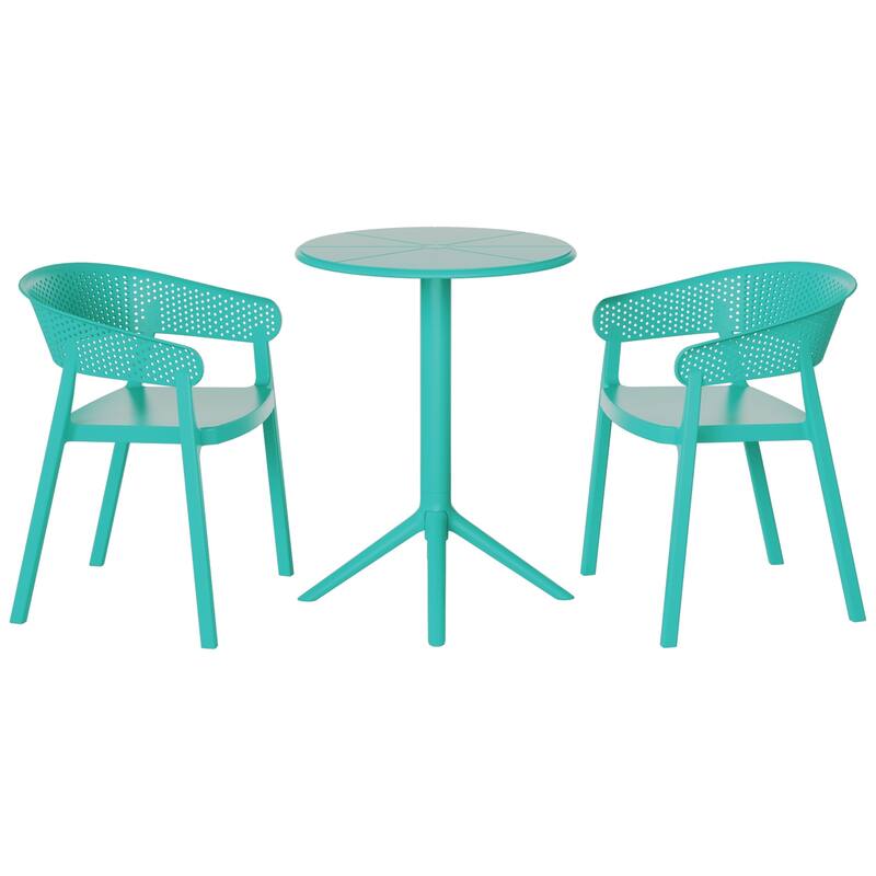 Frond and Form 2-Person Outdoor Round Dining Set - Turquoise