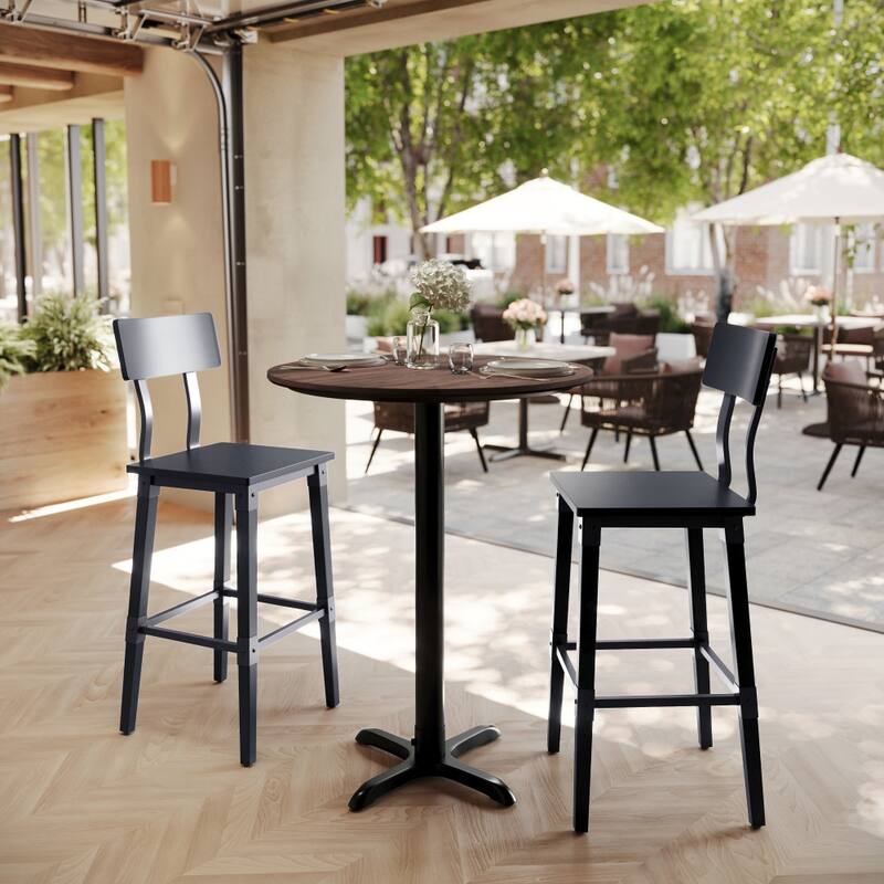 Commercial HPL Tabletop with Bar Height Crisscross Base
