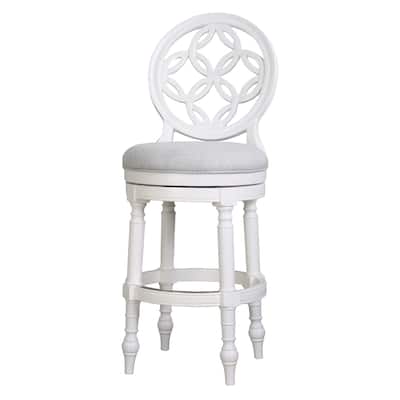 Tiffany Wood Bar Stool with Back and Swivel Upholstered Seat