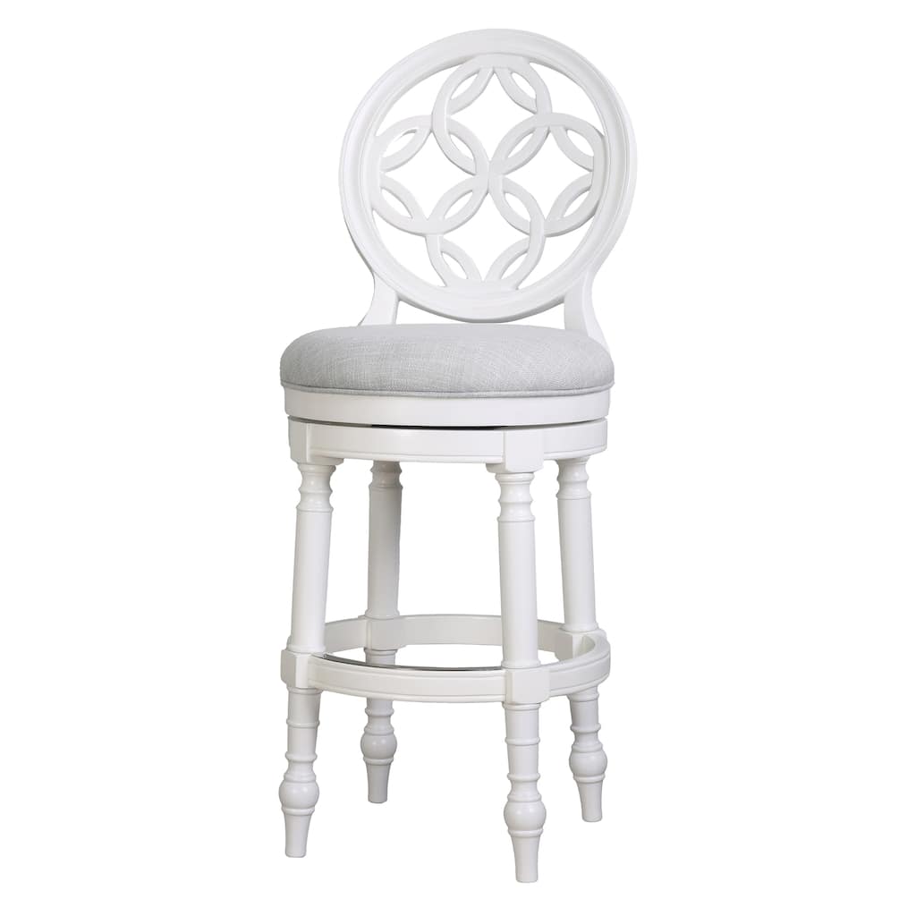Tiffany Wood Bar Stool with Back and Swivel Upholstered Seat