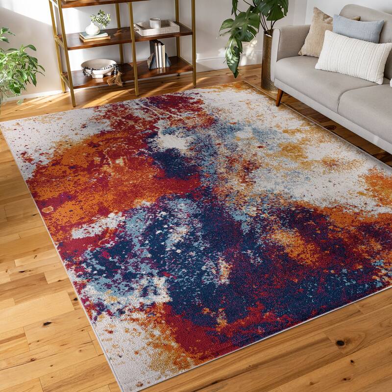 Gematria Industrial Abstract Indoor Area Rug - 5'3'' x 7'3'' - Multi-Color