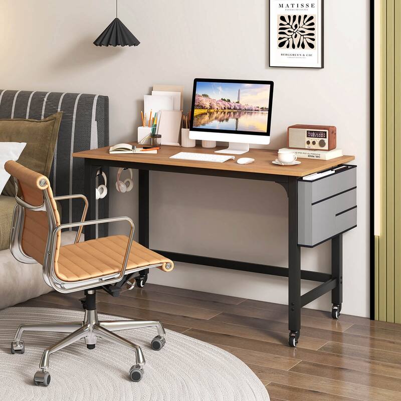Costway 1/2/4 PCS Rolling Computer Desk Metal Frame PC Laptop Table