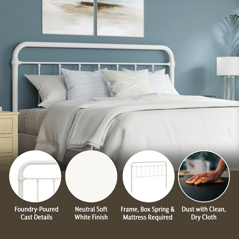 Hillsdale Kirkland Metal Headboard, White