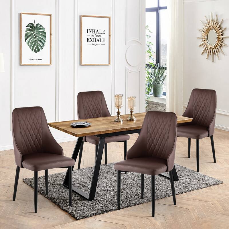 Faux Leather Upholstered Dining Chairs Set of 2 - 35.63"H x 17.72"W x 17.32"D