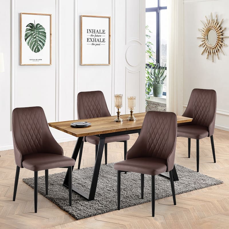 Faux Leather Upholstered Dining Chairs Set of 2 - 35.63"H x 17.72"W x 17.32"D