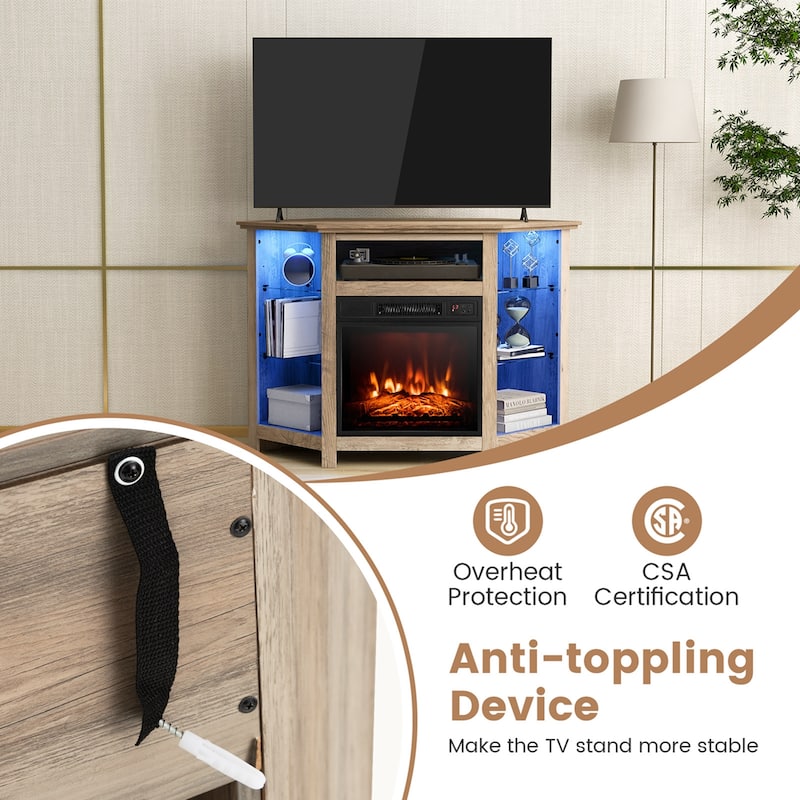 Costway Fireplace TV Stand with Led Lights & 18'' Electric Fireplace - See Details