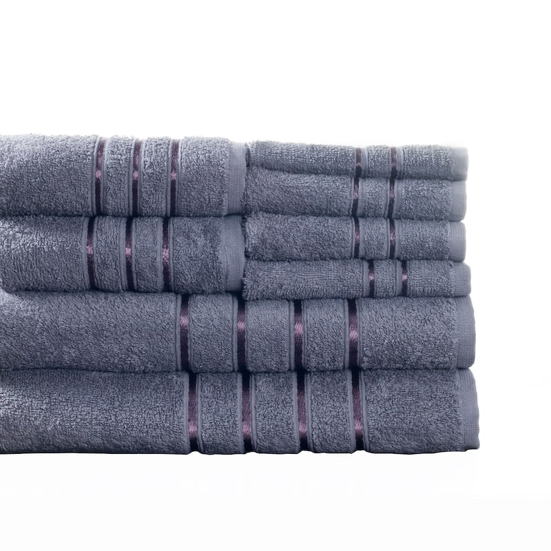 Plush Bathroom Towels - 8-Piece 100% Cotton Set with 4 Washcloths, 2 Hand Towels, and 2 Bath Towels by Lavish Home (Silver)