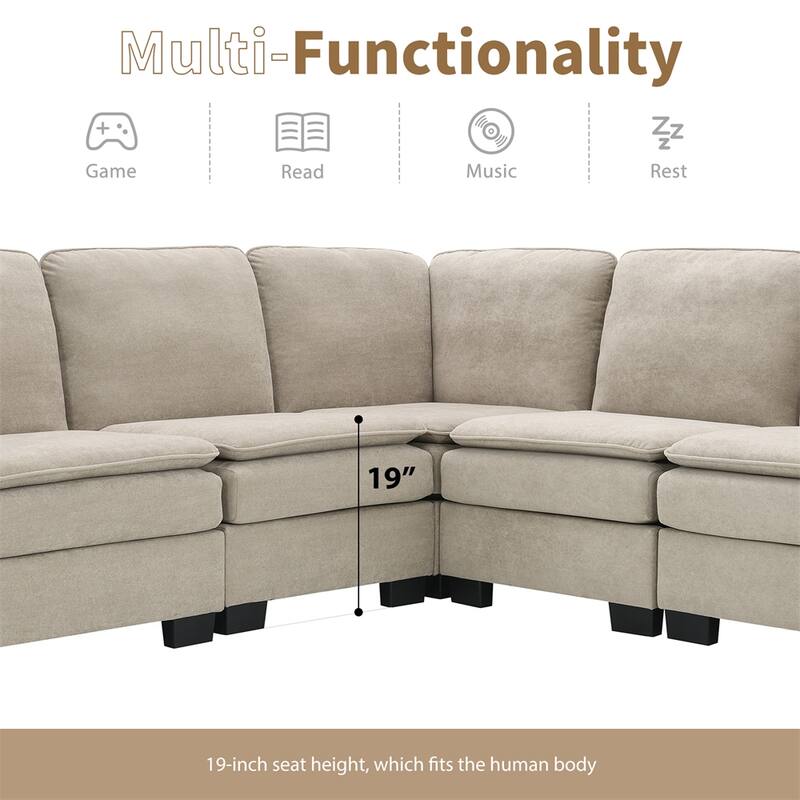 89" Oversized Velvet Modern L Shaped Sectional Sofa w/ Double Cushions