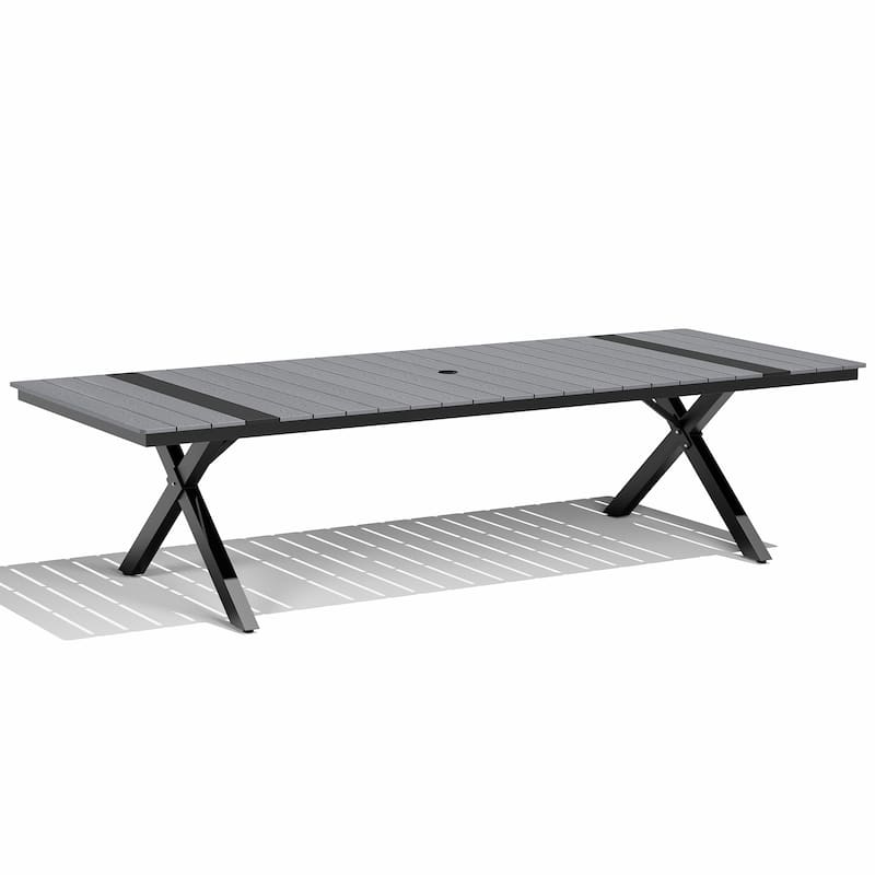 Outdoor Patio Aluminum Dining Rectangular Table with Umbrella Hole