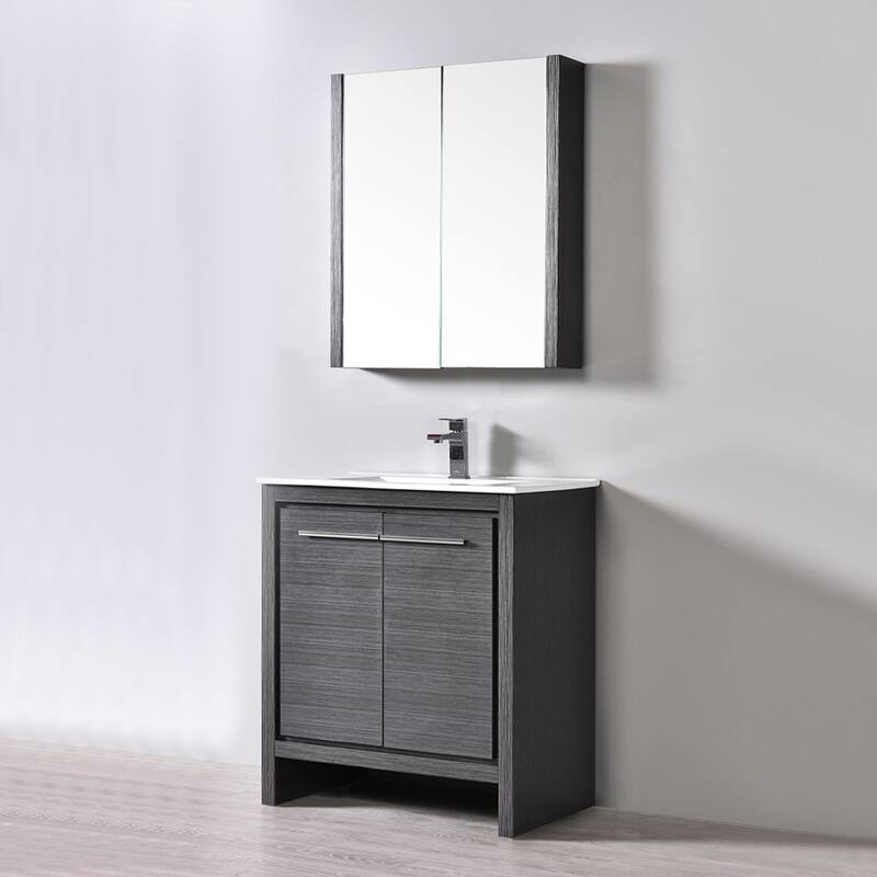 Solid Wood Bathroom Vanity with Mirror Medicine Cabinet