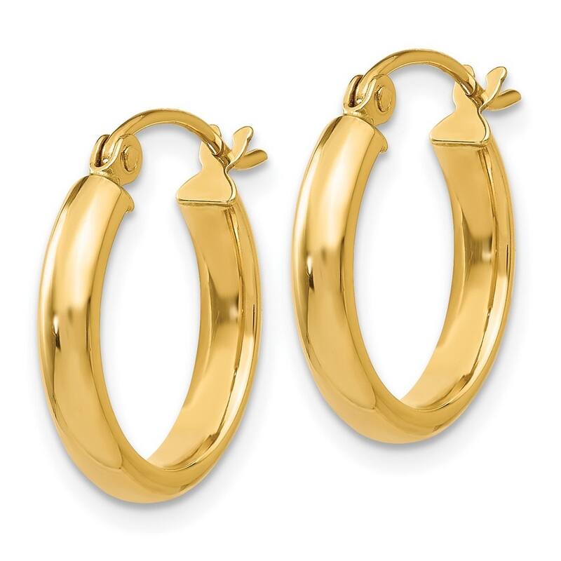 Curata 10k Yellow Gold 2.75mm Round Domed Wedding Band Hoop Earrings - 12mm 17mm 19mm