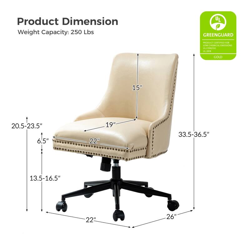 Sonia Modern Faux Leather Task Chair with Height-adjustable by HULALA HOME