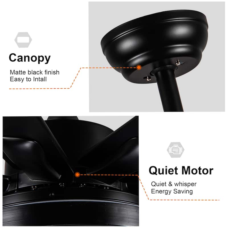 52"/66"/72"/76 Inch Modern Ceiling Fan with Dimmable LED Light ,Remote&APP Control,8 Blades for Large Living Room,Porch