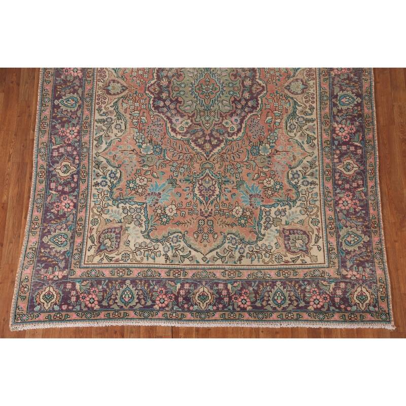 Tabriz Persian Vintage Area Rug Handmade Wool Carpet - 6'7" x 9'6"