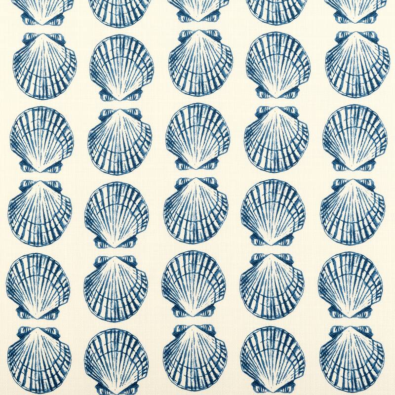 No. 918 Sandbar 2-Piece Tonal Seashell Print Semi-Sheer Rod Pocket Kitchen Curtain Tier Pair