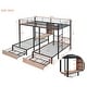 preview thumbnail 4 of 24, Full Over Twin & Twin Triple Bunk Bed with Drawers, Multi-Functional Metal Frame Bed with Desks and Shelves in the Middle