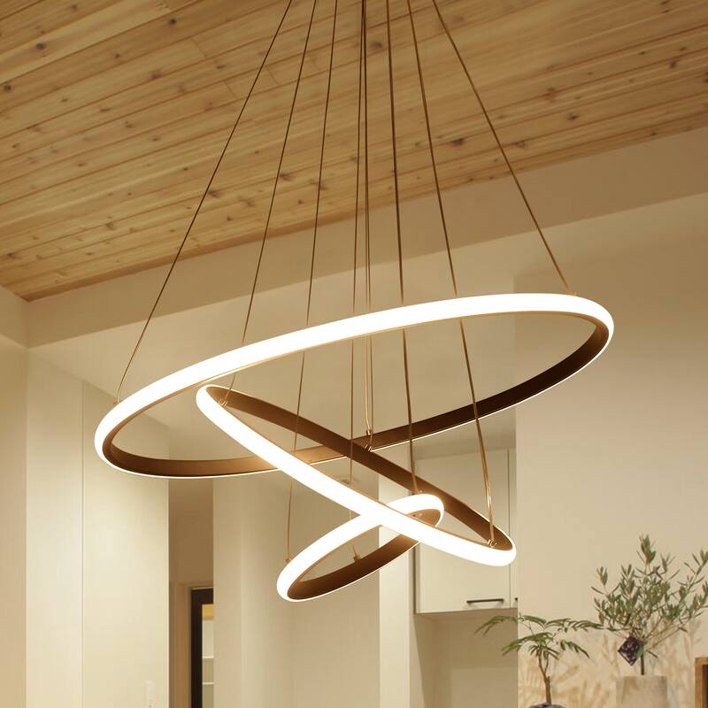LED Tiered Linear Design Pendant Light, Classic Semi Flush Mount Chandelier for Dining Room Living Room Bedroom Kitchen - 1 - 1 - Black