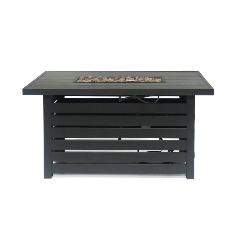 23 in. W x 47.25 in. L x 24 in. H Iron Rectangle Propane Gas Burning Outdoor Fire Pit in Black