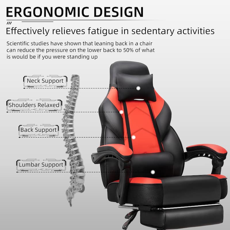 Adjustable Comfortable Game Chair Swiveling PC & Racing with Footrest