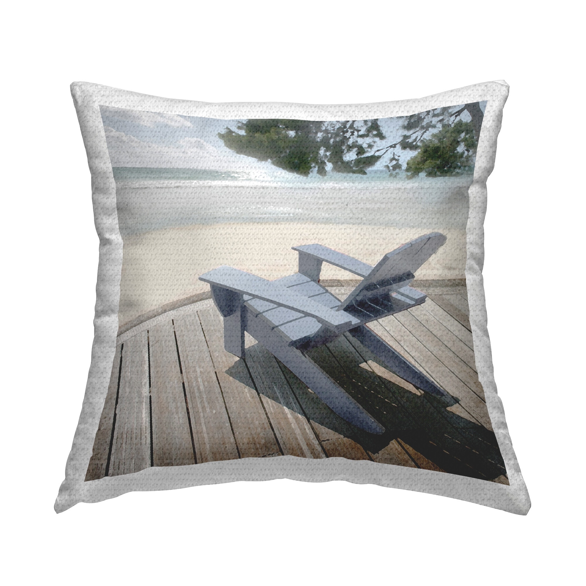 Stupell Greek Chair Beach Landscape Printed Outdoor Throw Pillow Design by Noah Bay