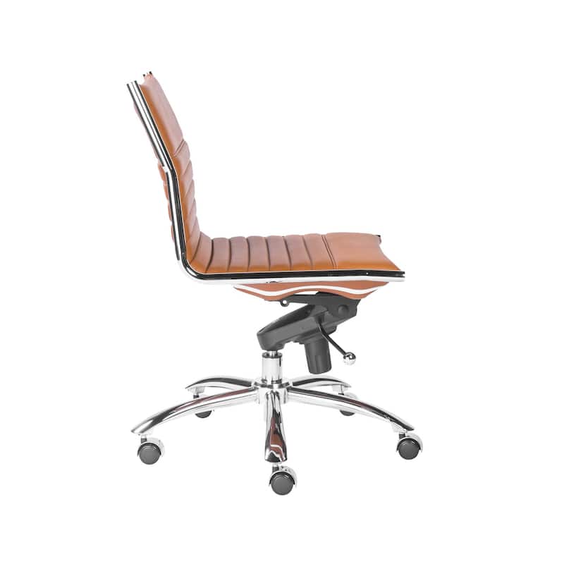 HomeRoots Brown Faux Leather Seat Swivel Adjustable Task Chair Leather Back Steel Frame