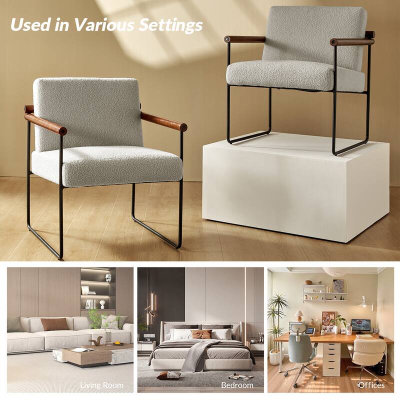 Justo Modern Accent Armchair with Metal Base and Removable Cushion Set Of 2 By HULALA HOME