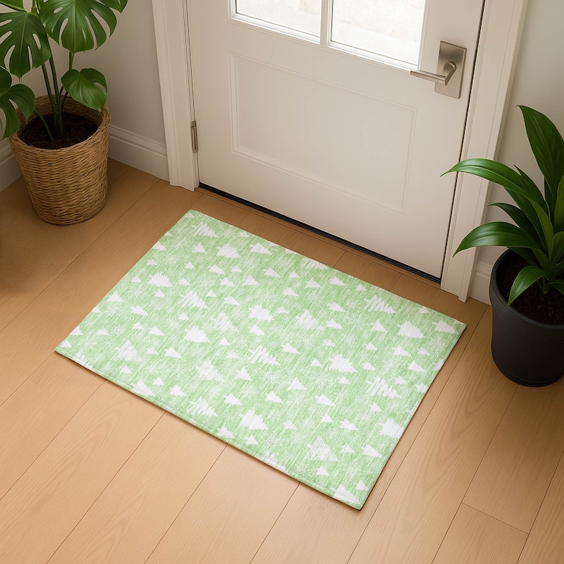Premium Washable Super Soft Christmas Tree Mayfield Rug - Mint - 1'8" x 2'6"