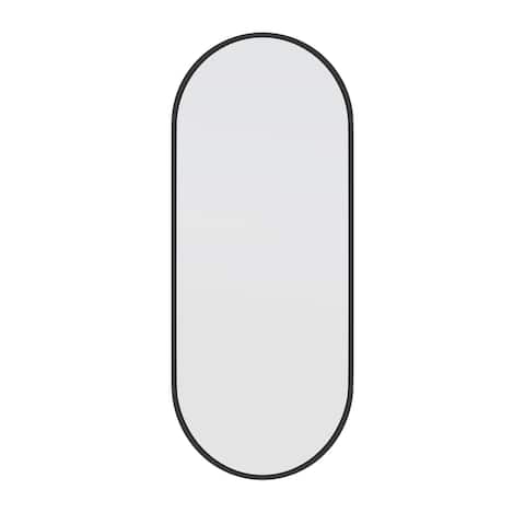 Glass Warehouse 40 in. H x 16 in. W Pill Shape Stainless Steel Framed Mirror