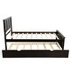 preview thumbnail 5 of 14, Twin Platform Kids Bed with Trundle, Sturdy Wood Frame, Space-Saving Design, Espresso