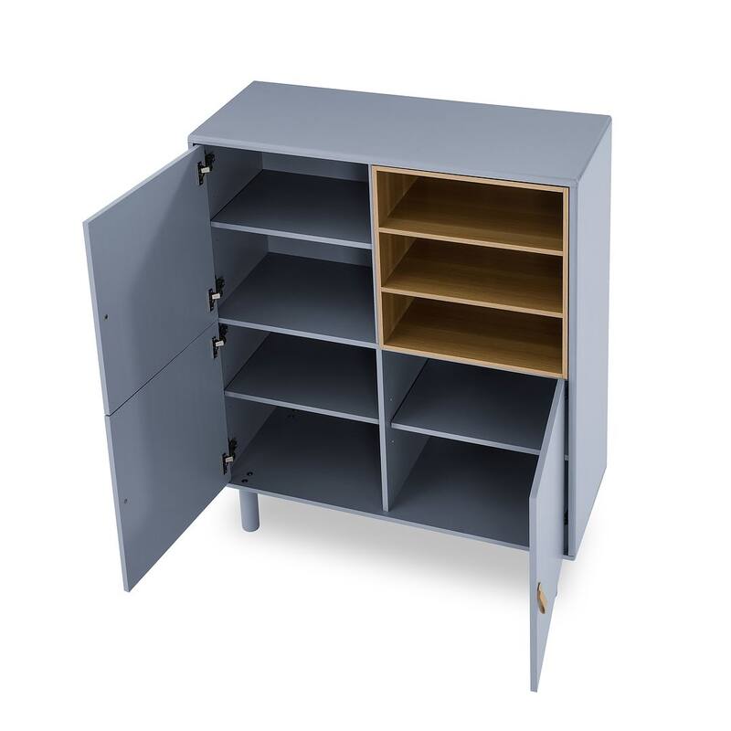 3 Doors Wooden Cabinet with Leather Handle