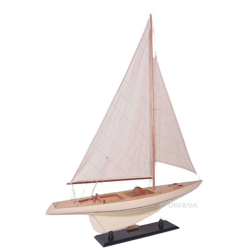 Columbia Painted Large Sailboat Schooner Yacht Model 24 Inches Long - Multi-Color