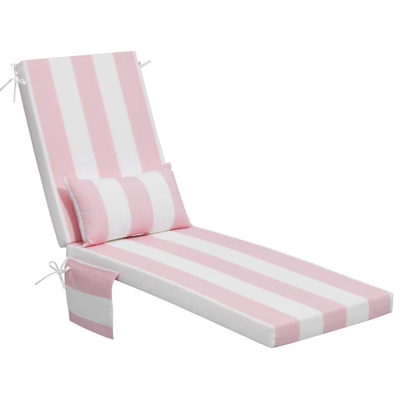 Outdoor Patio Chaise Lounge Chair Cushions with Pillow and Pockets