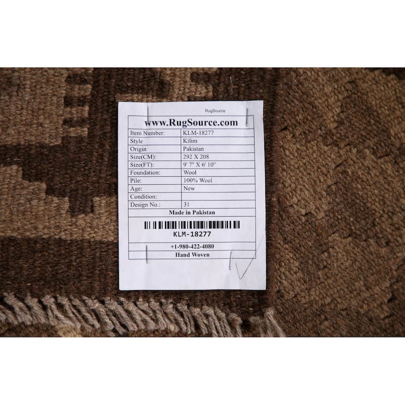 Reversible Kilim Oriental Area Rug Flat-weave Wool Carpet - 6'10"x 9'7"
