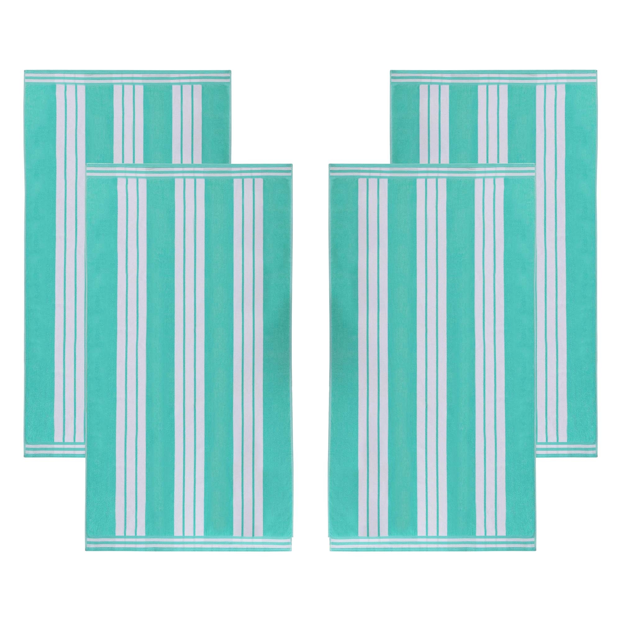 Superior Striped Large Oversized Cotton Beach Towel - Set of 4
