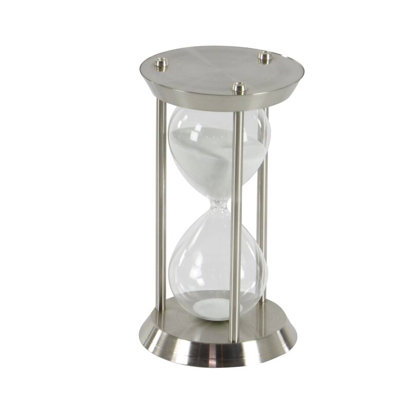 Metal Hourglass Sand Timer - Silver - Roche River Decor
