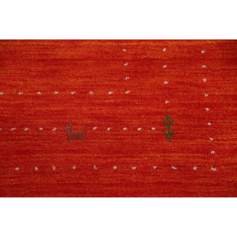 Hand Knotted Oriental 100% Wool Carpet Tribal Tribal Oranges & Rust Gabbeh Area Rug - 8' 0'' X 5' 0''