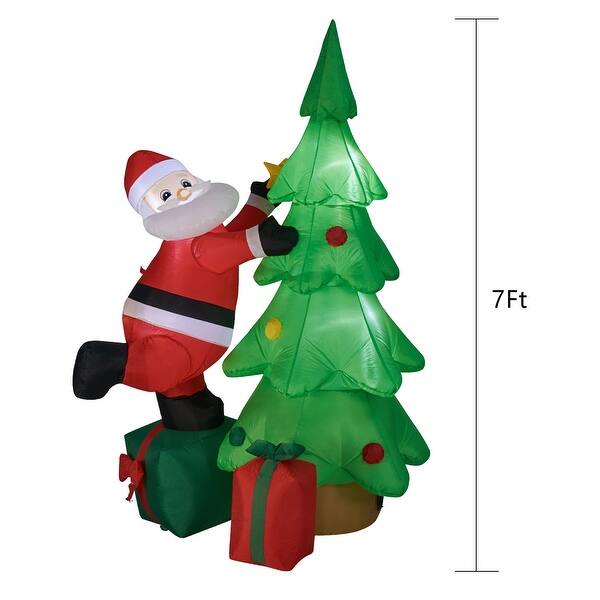 Kinbor Lighted Christmas Inflatable, Santa Claus, Outdoor Blow Up ...