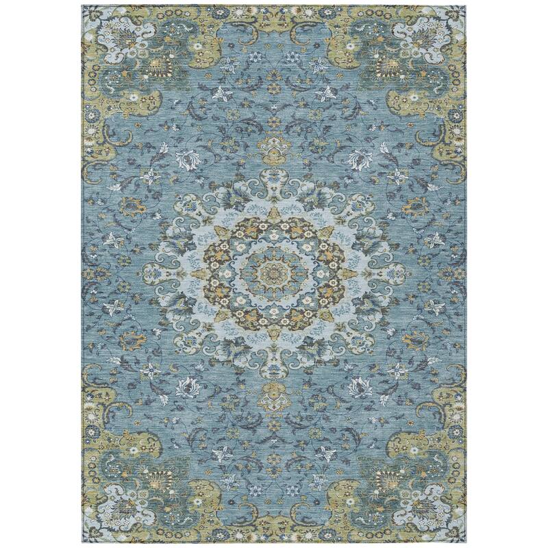 Machine Washable Indoor/ Outdoor Traditional Awaka Chantille Rug