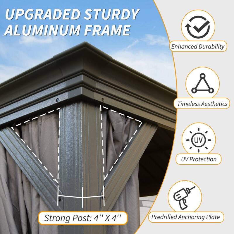 Domi Hardtop Gazebo with Galvanized Steel Double Roof and Aluminum Frame