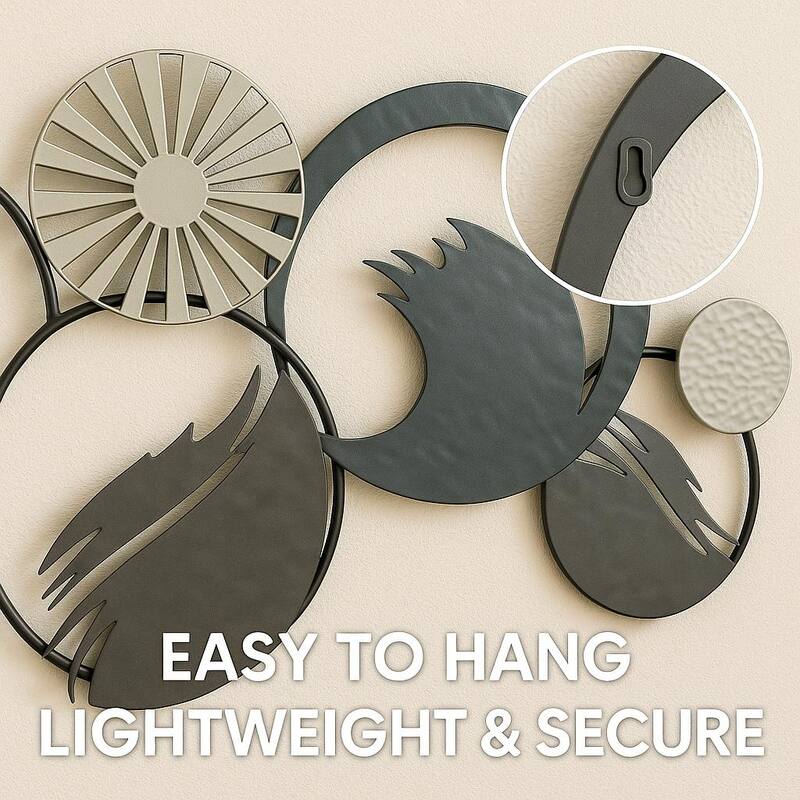 Ocean Ring Metal Wall Art Blue Grey Coastal Decor 35"x20" Horizontal