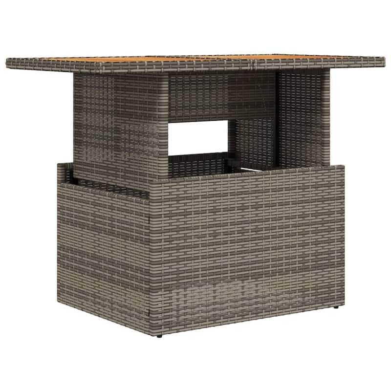 vidaXL Patio Table Rectangular Backyard Garden Poly Rattan and Acacia Wood - 39.4 x 21.7 x 28.7 in