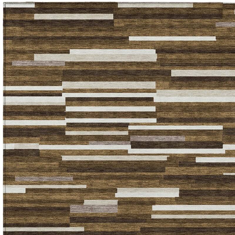 HomeRoots Striped Transitional Rectangle Outdoor Rug