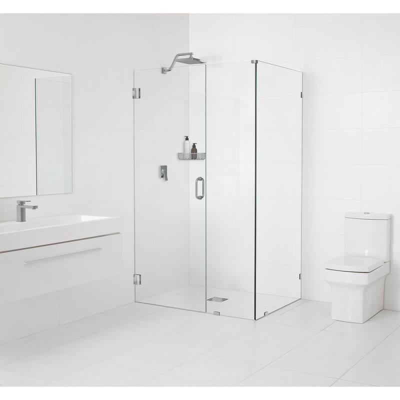 Glass Warehouse 78" x 41" x 46.5" Frameless 90 Degree Shower Enclosure - Wall Hinge - Brushed Nickel