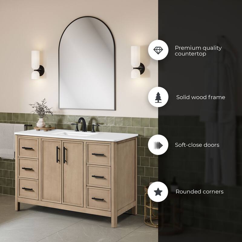 OVE Solas Bathroom Vanity with White Engineered Stone Top