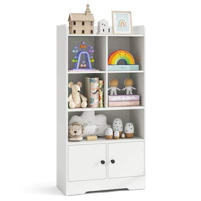 Costway Freestanding Bookshelf with Doors 2 Storage Cabinets and 5 - See Details