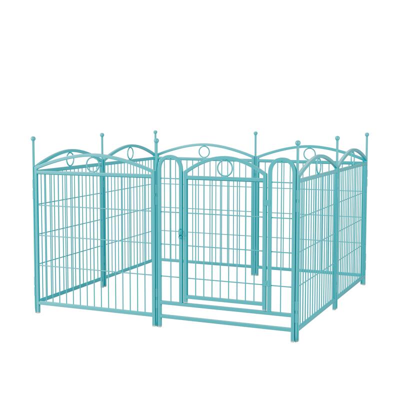 Dog Playpen 32 inch 8 Panels Metal Dog Pen Pet Dog Fence with Doors, Heavy Duty Dog Fence Puppy Pen Foldable Pet Exercise Pen